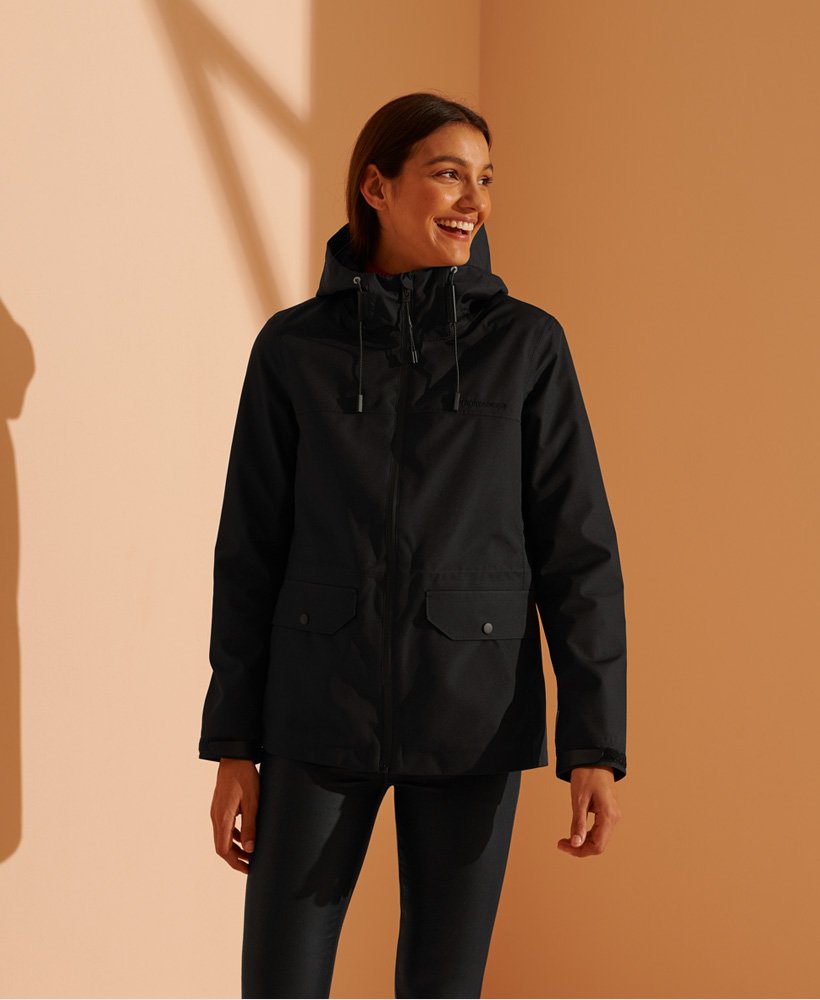 Womens - Waterproof Hydrotech Stealth Jacket in Black | Superdry UK