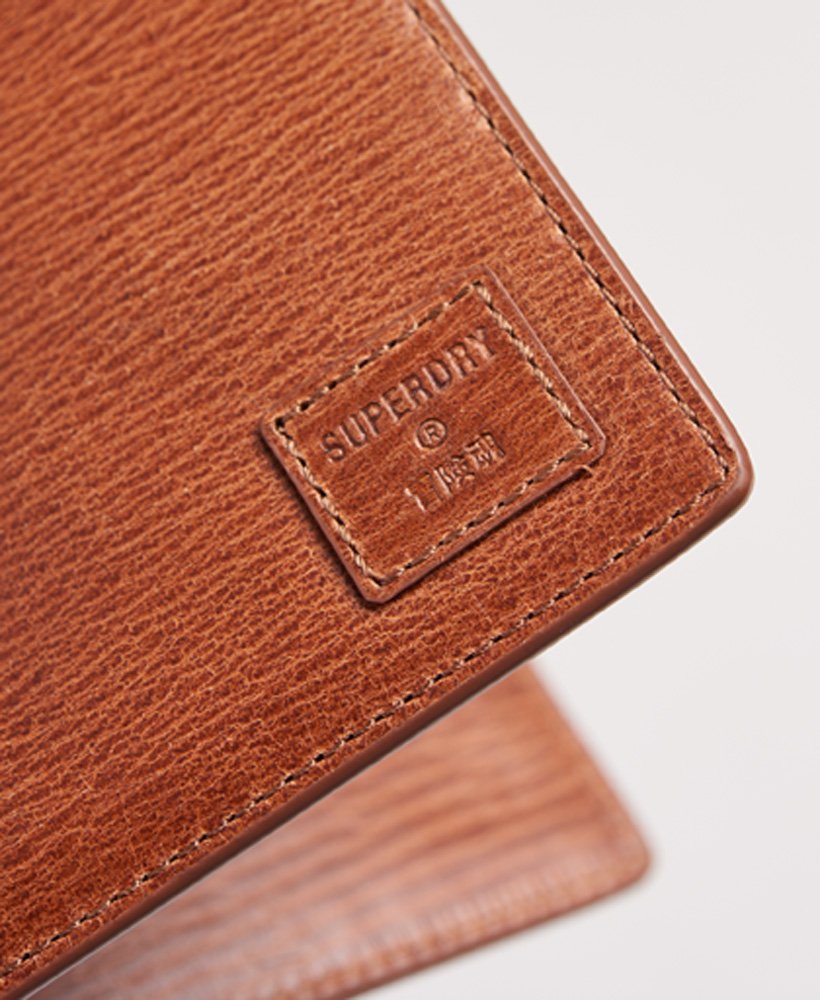 Brown Superdry Benson Boxed Bi Fold Wallet Travel Accessory in Dark Tan for Men Mens Accessories Wallets and cardholders 