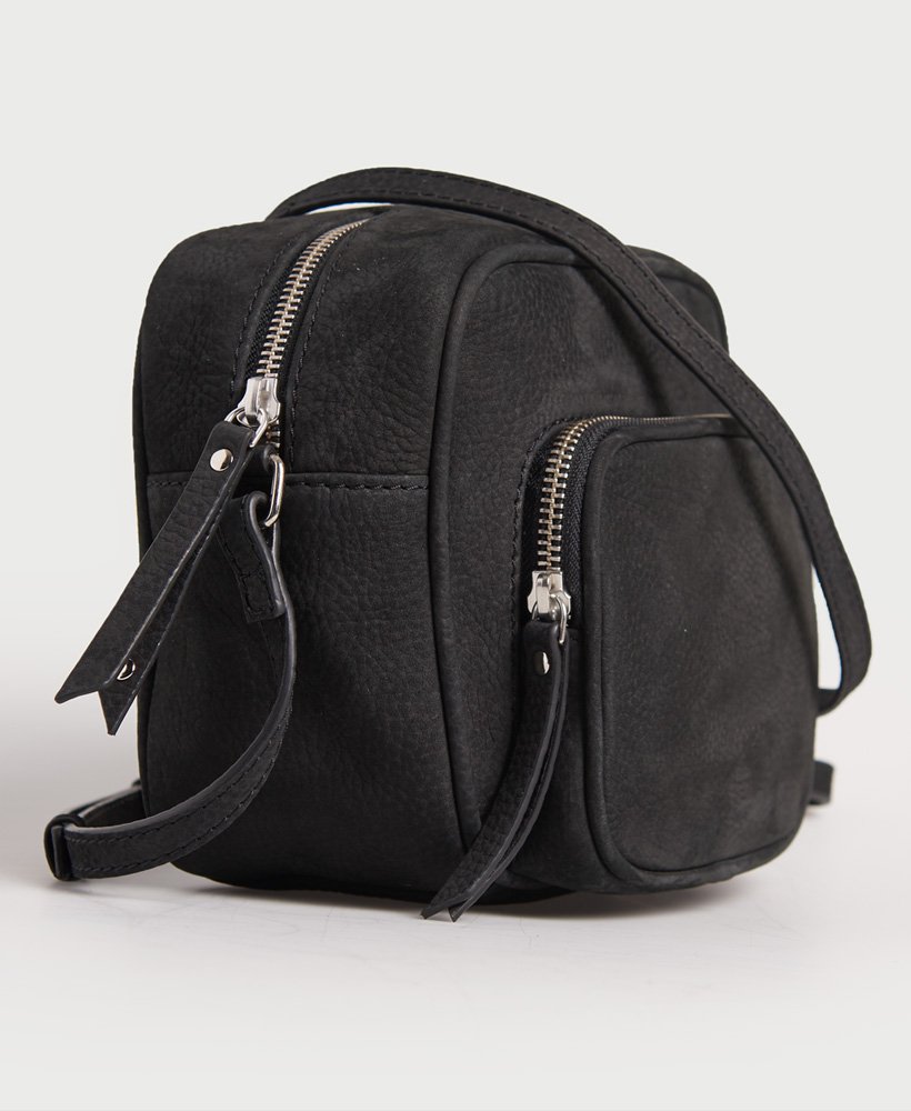 Women’s Large Leather Delwen Cross Body Bag in Black Superdry UK