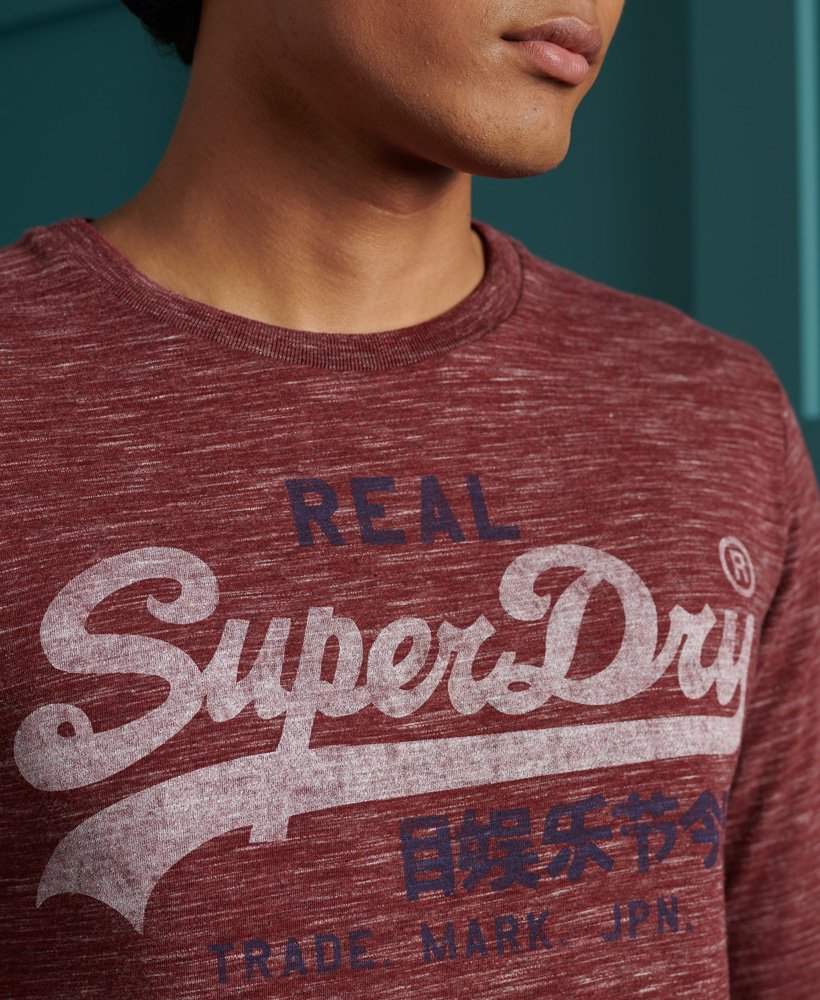 Details about  / Superdry Mens Vintage Logo Premium Goods Long Sleeve Print T-Shirt Top Red