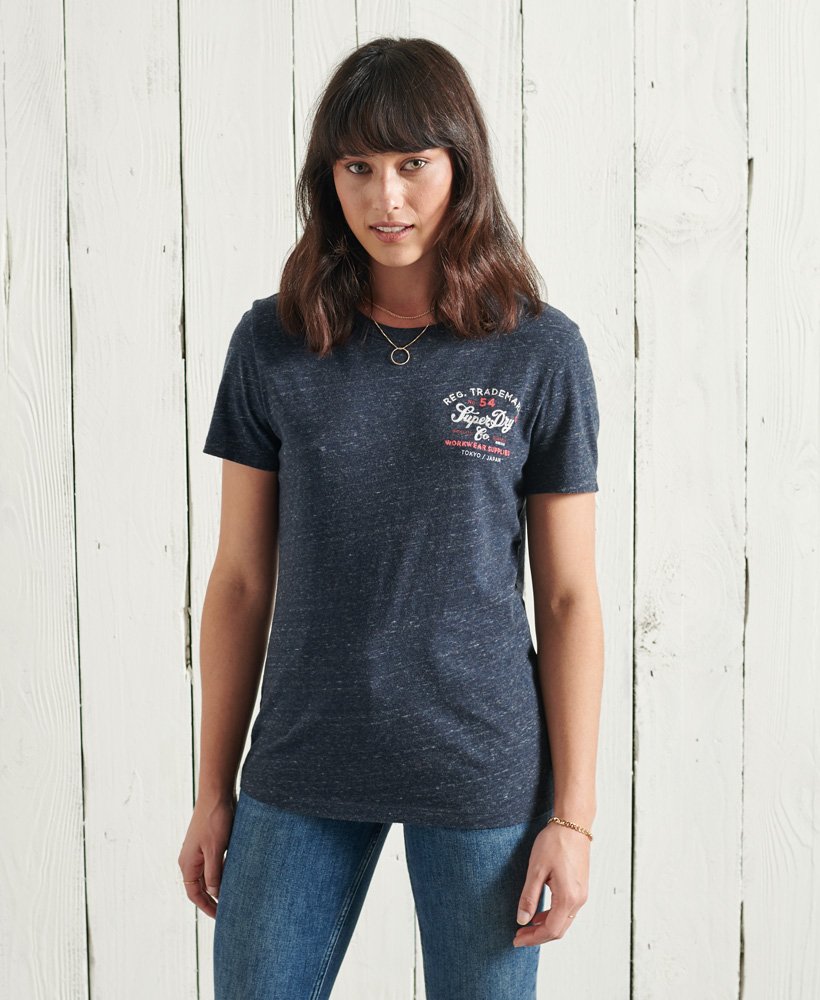 Womens - Crafted Workwear T-Shirt in Eclipse Navy Snowy | Superdry