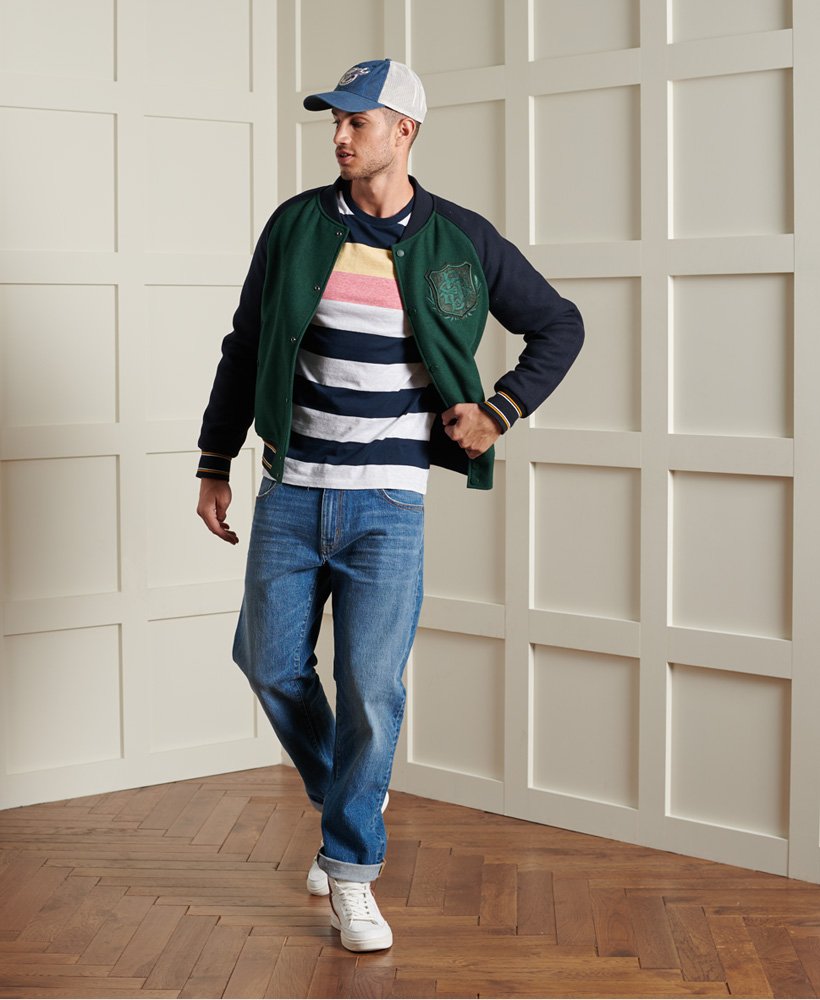 Mens Organic Cotton Hoop Stripe TShirt in Eclipse Navy Superdry