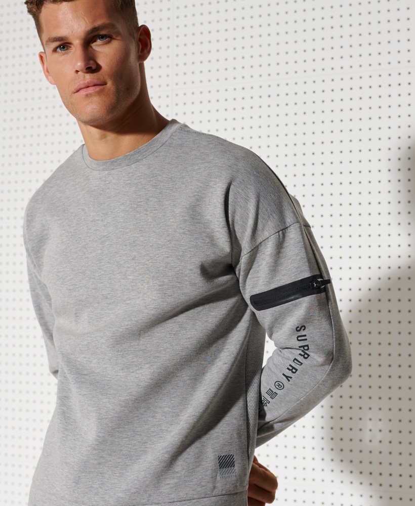 Mens Training Gymtech Crew Sweatshirt in Grey Marl Superdry