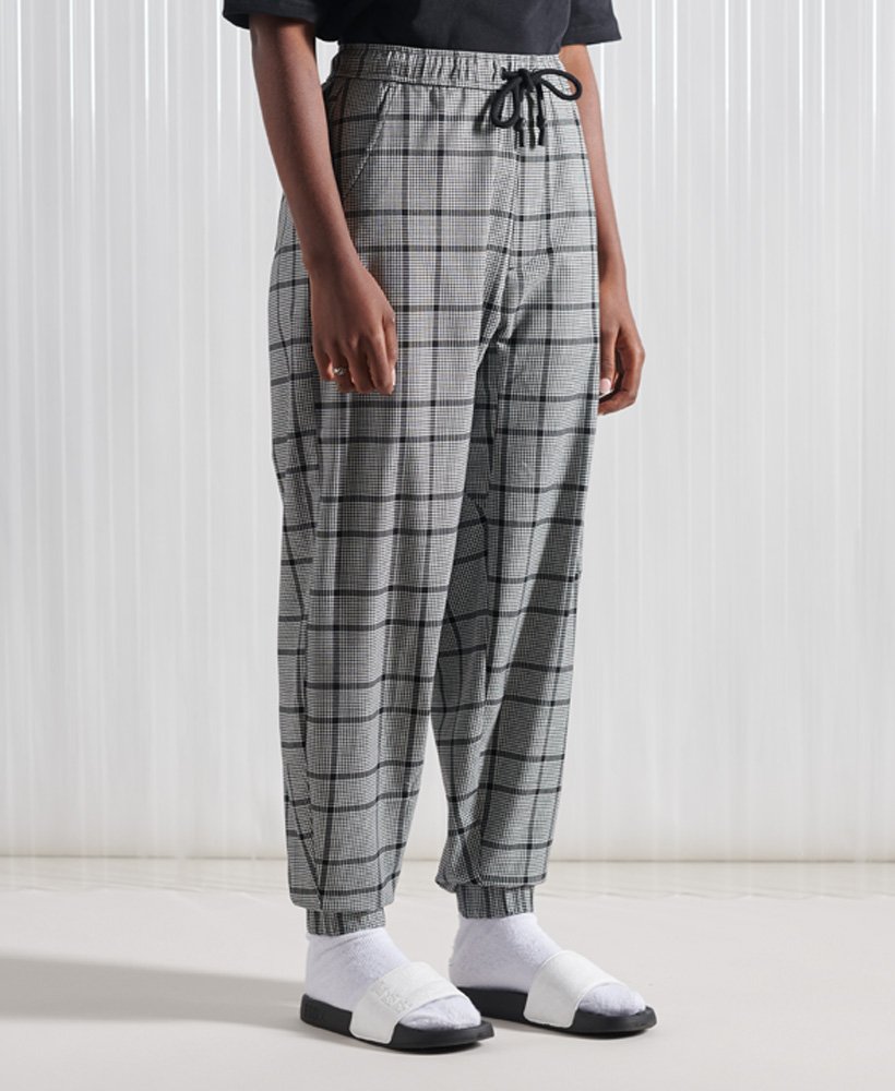 Men’s Limited Edition SDX Unisex Woven Check Joggers in Black Superdry