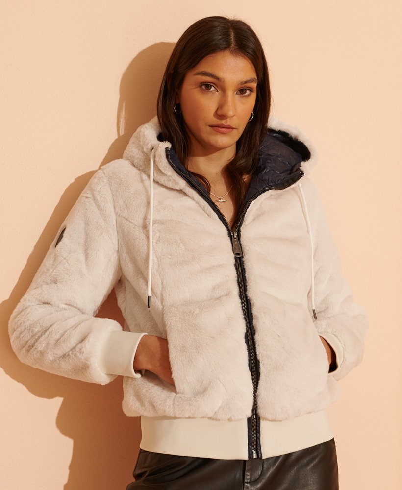 Womens - Storm Premium Faux Fur Jacket in Antique Cream | Superdry