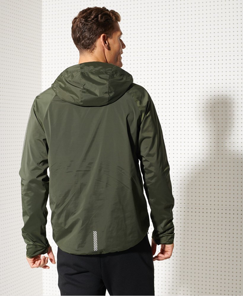 Men's - Training Packable Shell Jacket in Army Khaki | Superdry UK