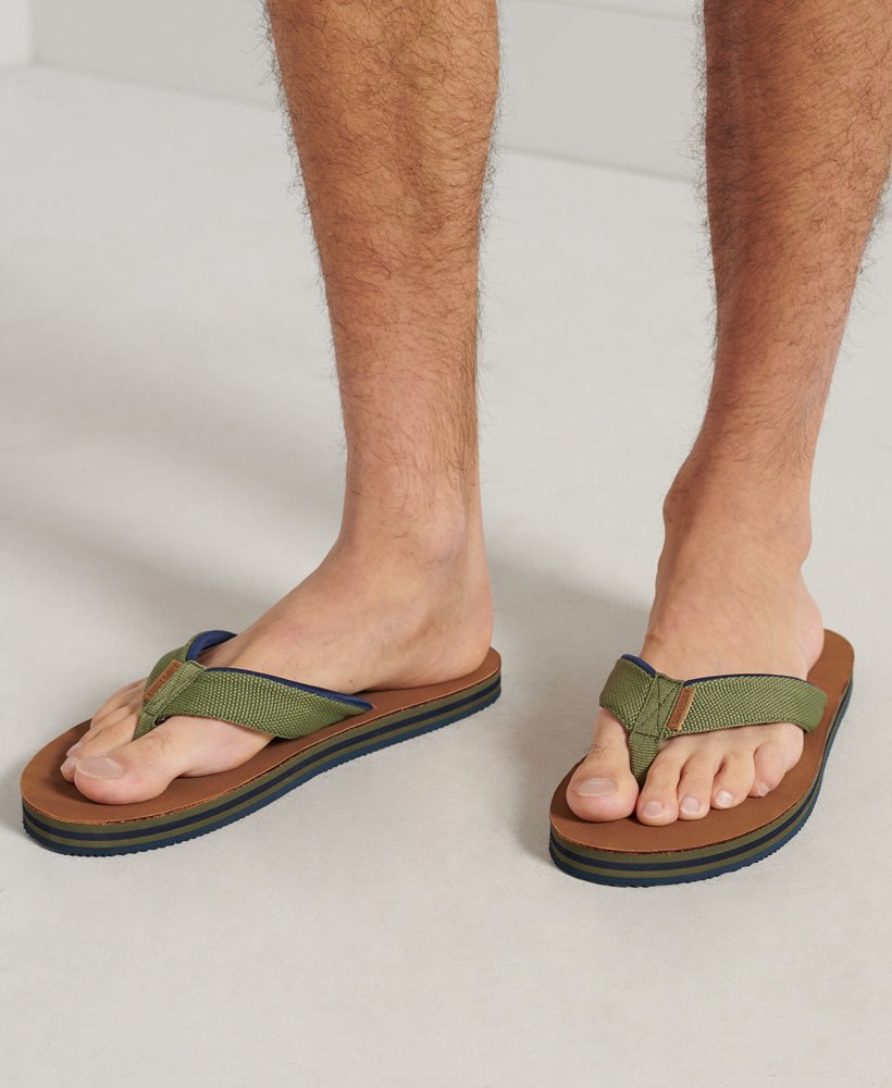 Heren Schoenen voor voor Instappers voor Pantoffels Superdry Surf Leather Flip Flop Slipper in het Groen voor heren 