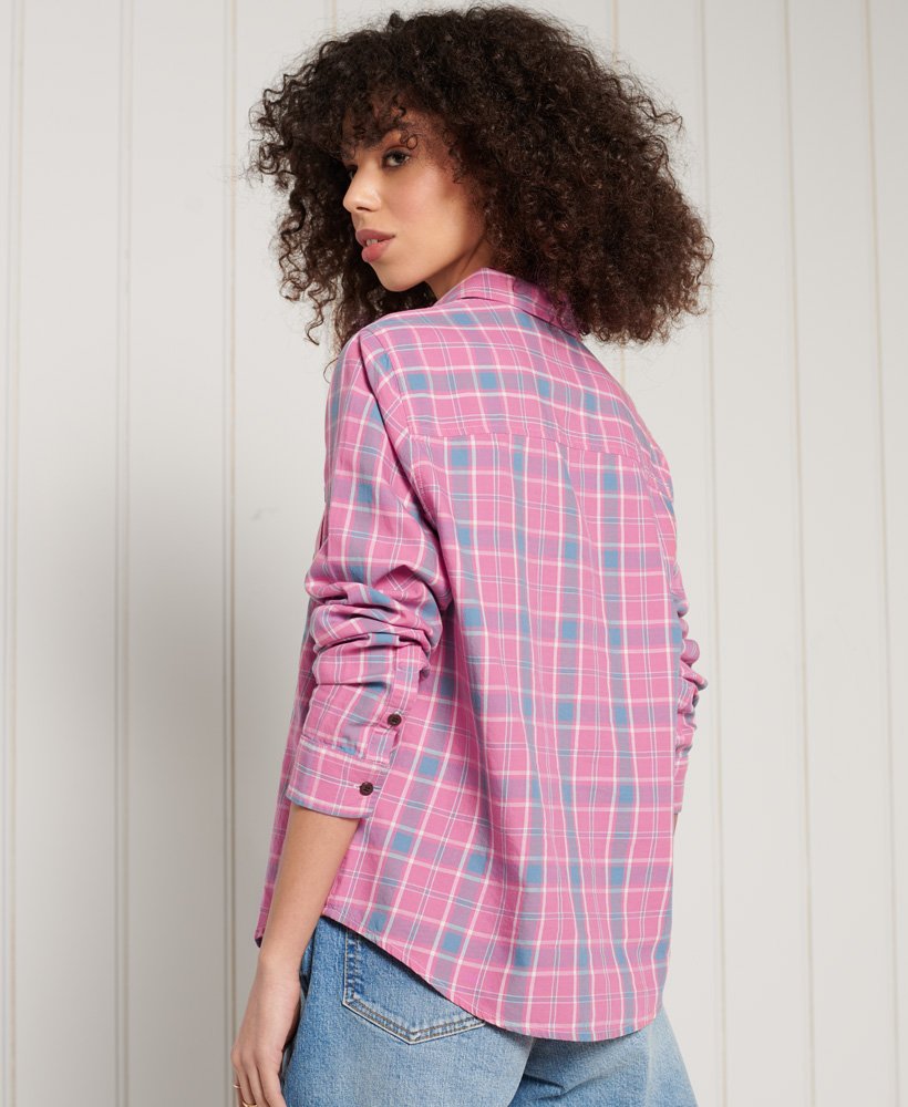 Womens - Lightweight Check Shirt in Pink Check | Superdry UK