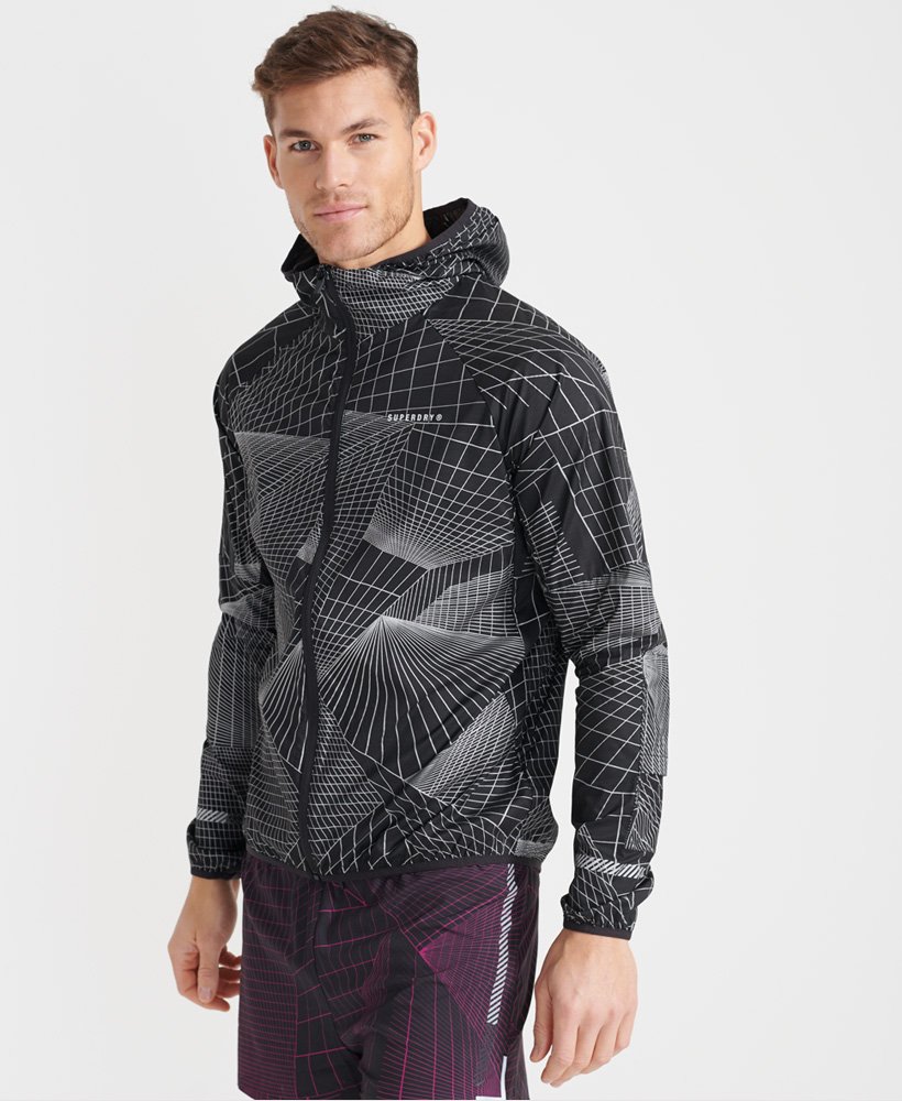 Mens - Run Lightweight Wind Shell Jacket in Dark Grey | Superdry