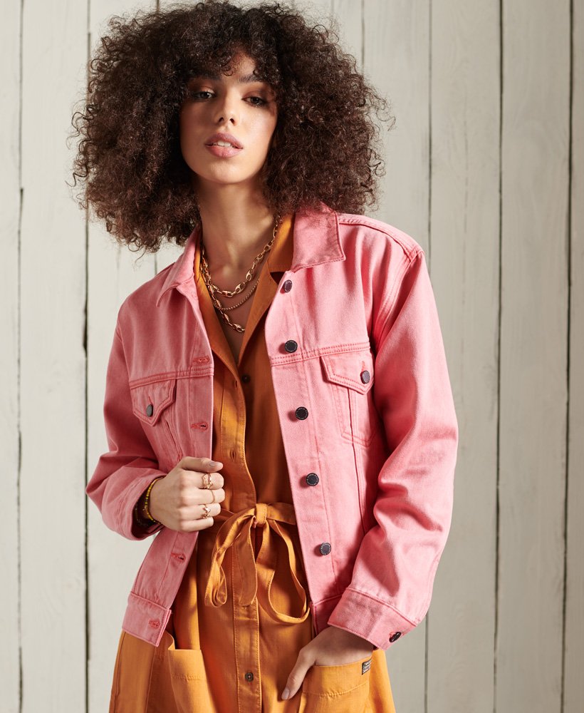 superdry pink denim jacket