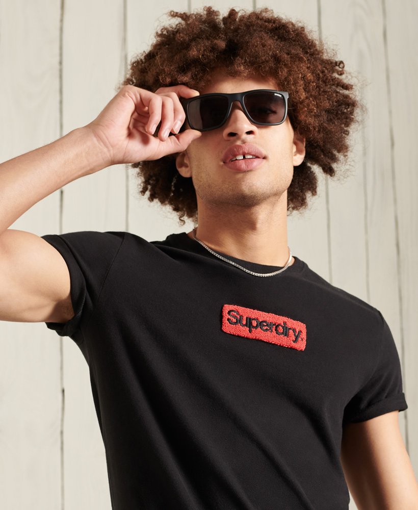 Superdry Mens Core Logo Workwear Long Sleeve Crew Neck T-Shirt Chenille Black