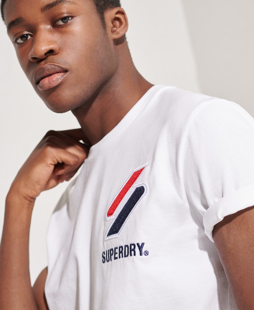 Mens - Sportstyle Chenille T-Shirt in Optic | Superdry