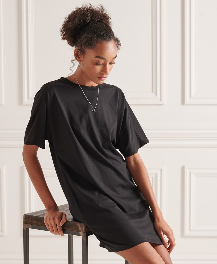 Superdry Cotton Modal T-Shirt Dress - Black - Mini Dresses