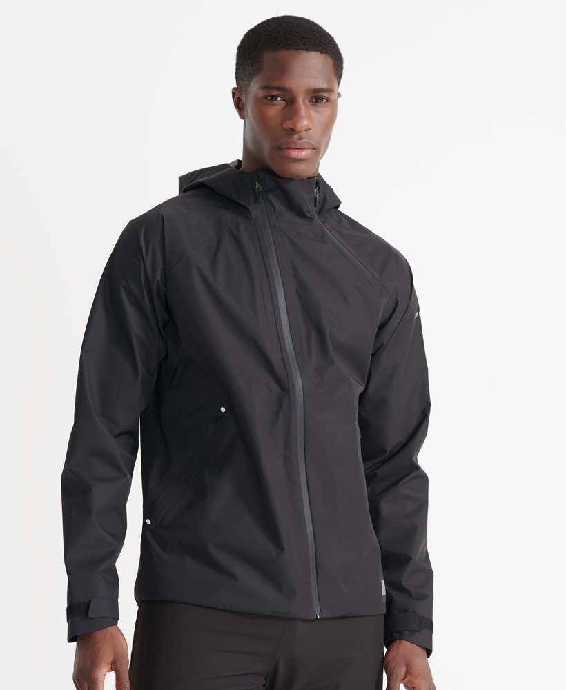 Men’s - Training Asymmetric Waterproof Jacket in Black | Superdry UK