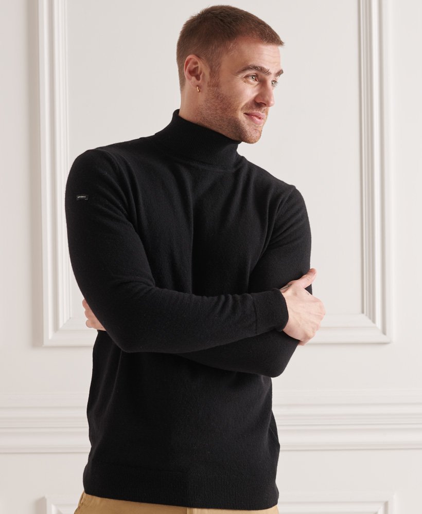 lambswool roll neck jumper mens