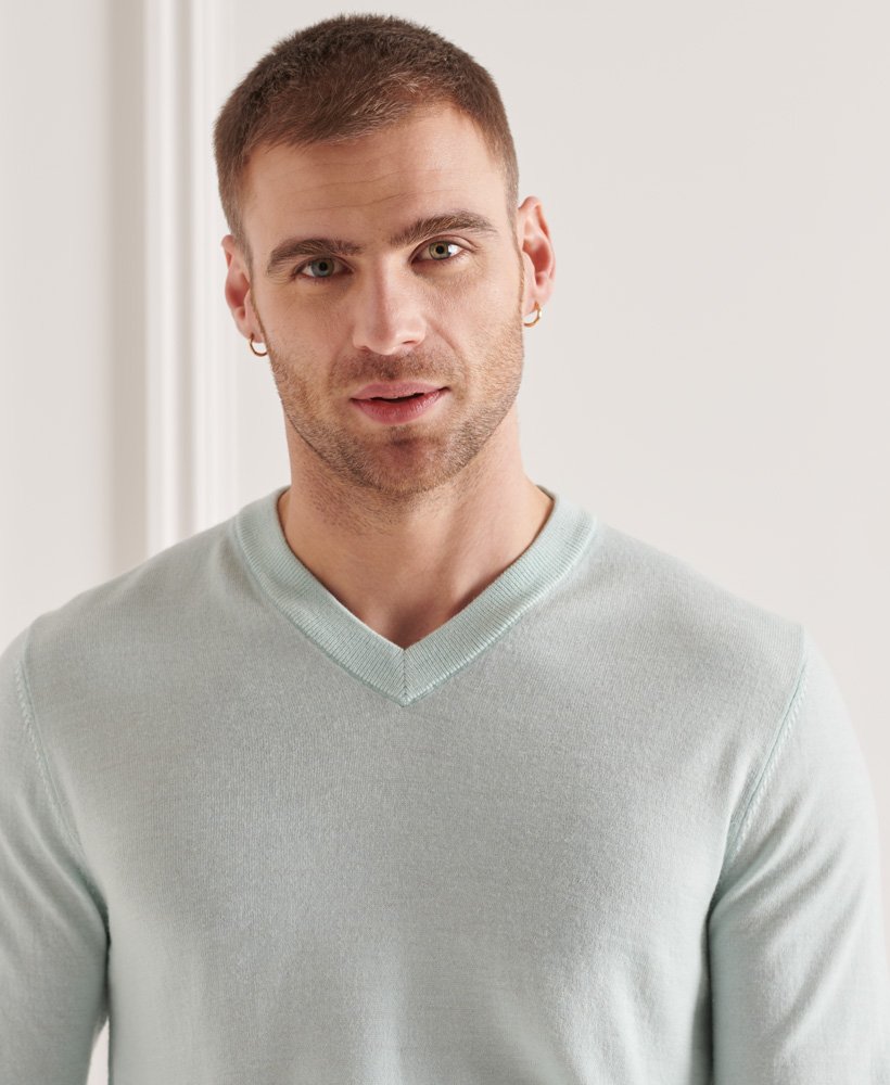 Mens - Merino V-Neck Jumper in Surf 