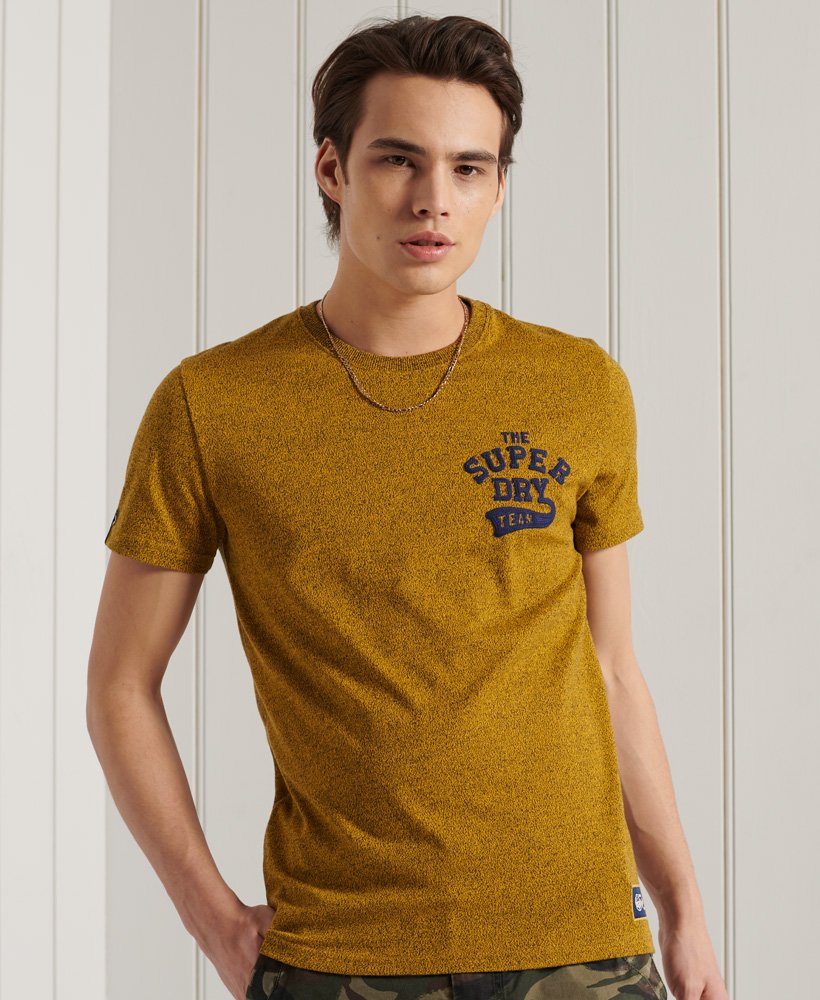 Mens Vintage Varsity Embroidered TShirt in Yellow Superdry UK