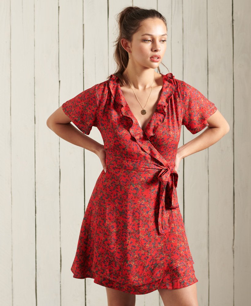 Womens - Summer Wrap Dress in Red | Superdry