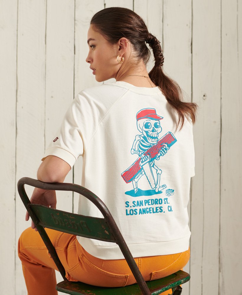 Superdry Women's Workwear Cropped Sweat Crew T-Shirt