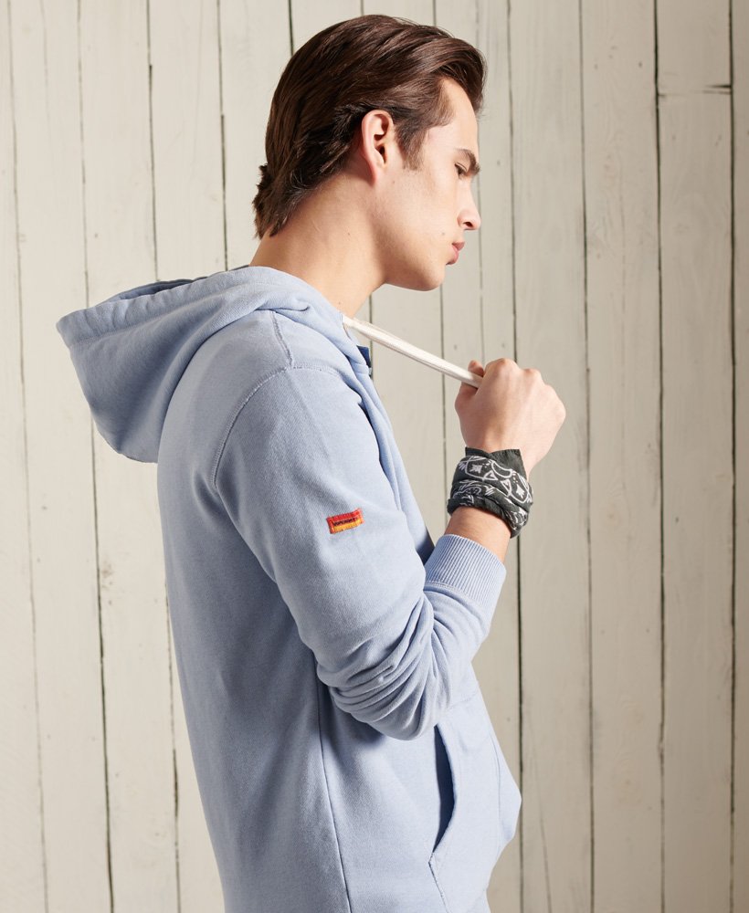 Mens LA Beach Zip Hoodie in Cali Washed Blue Superdry