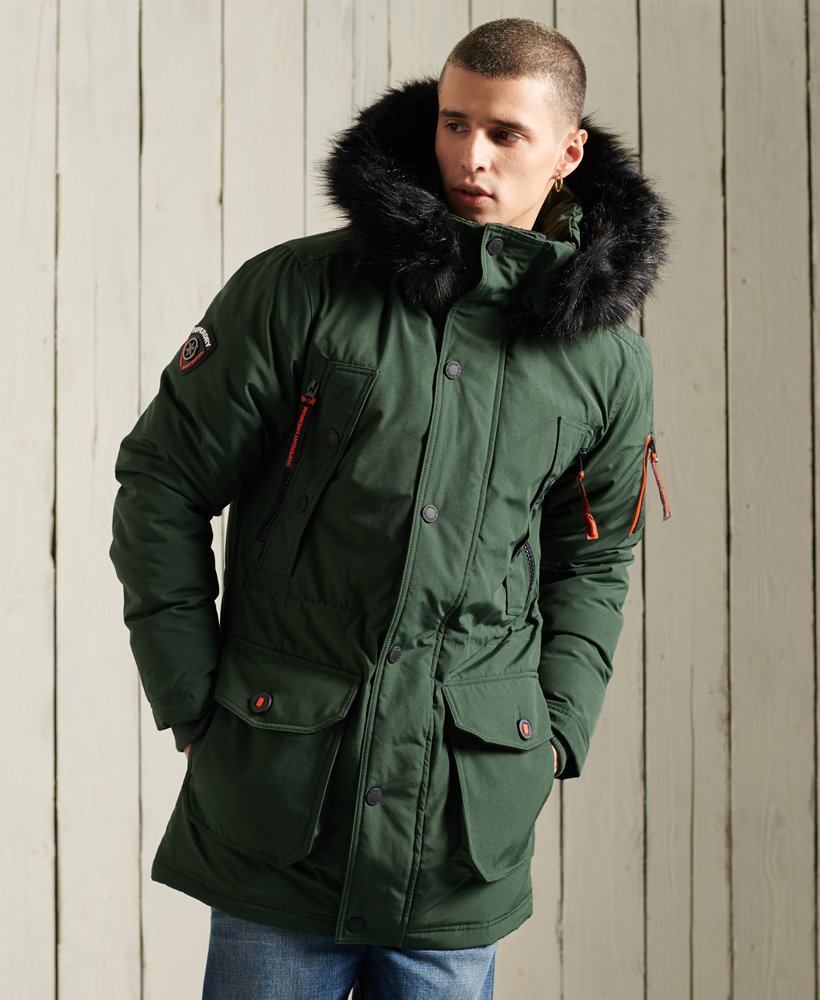 Men's - Premium Ultimate Down Parka Jacket in Forest Green | Superdry UK
