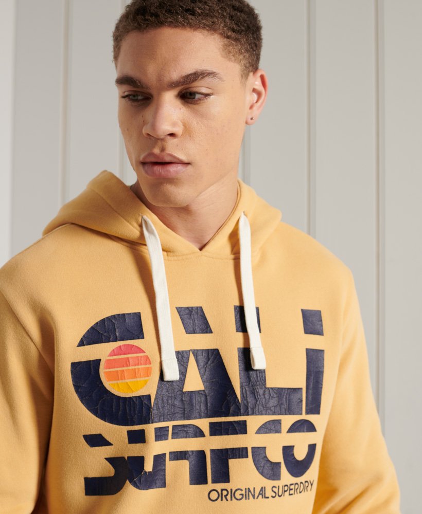 Mens - Cali Surf Graphic Overhead Hoodie in Yellow | Superdry