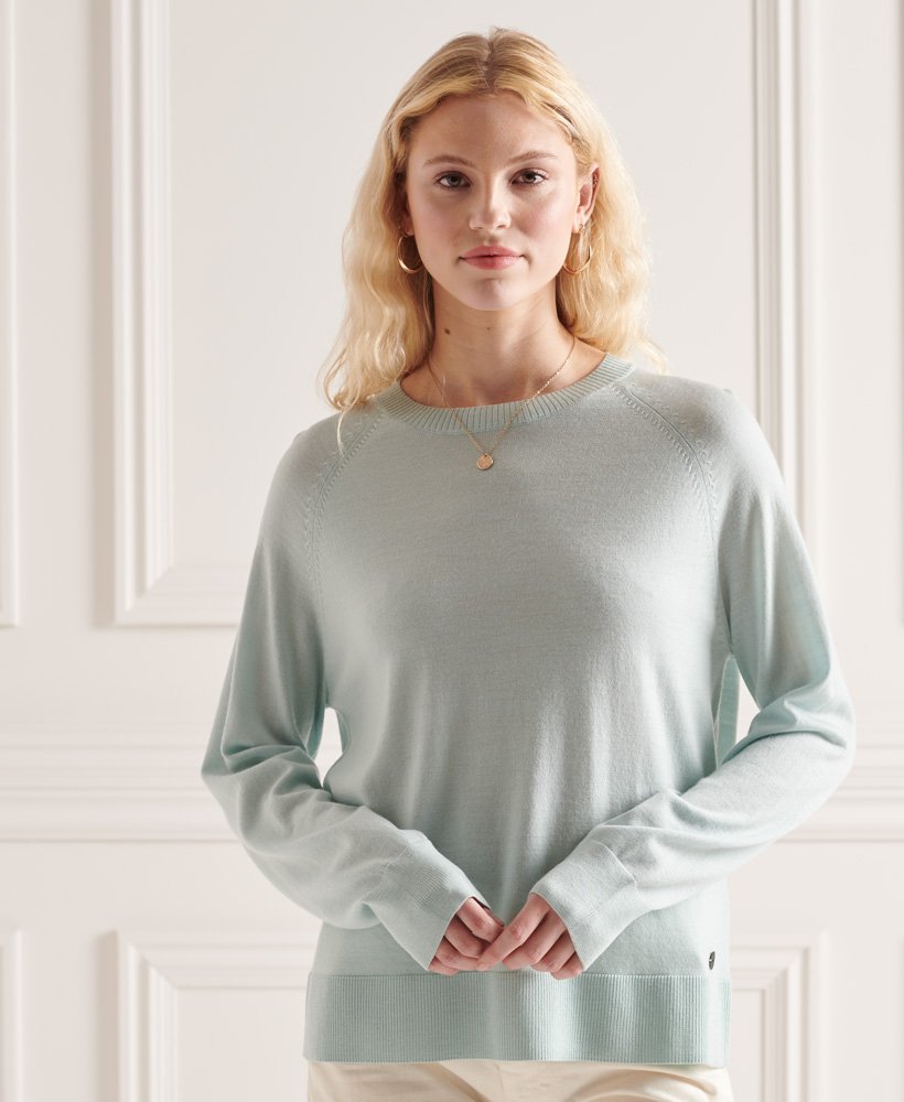 Mujer – Jersey en lana merino con redondo en Verde Superdry ES
