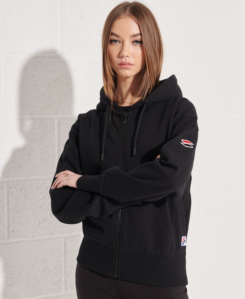 black superdry zip hoodie