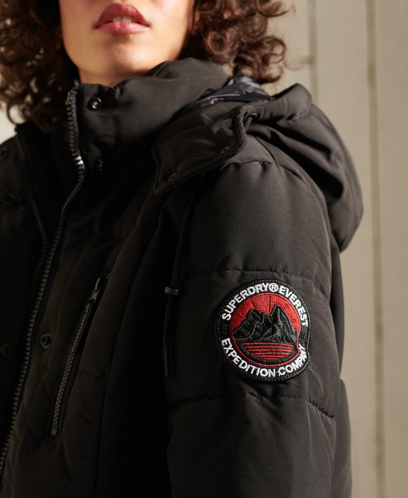 Womens Longline Everest Coat in Black Superdry