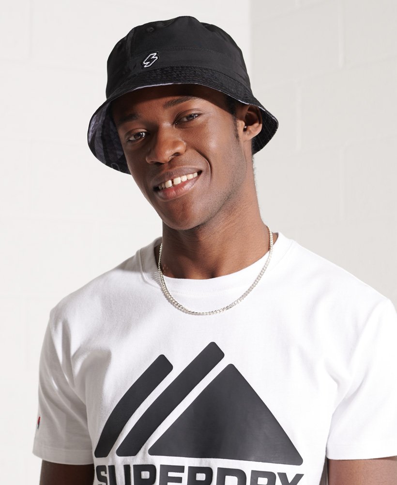 Men's Sportstyle Black Bucket Hat in Black Aop