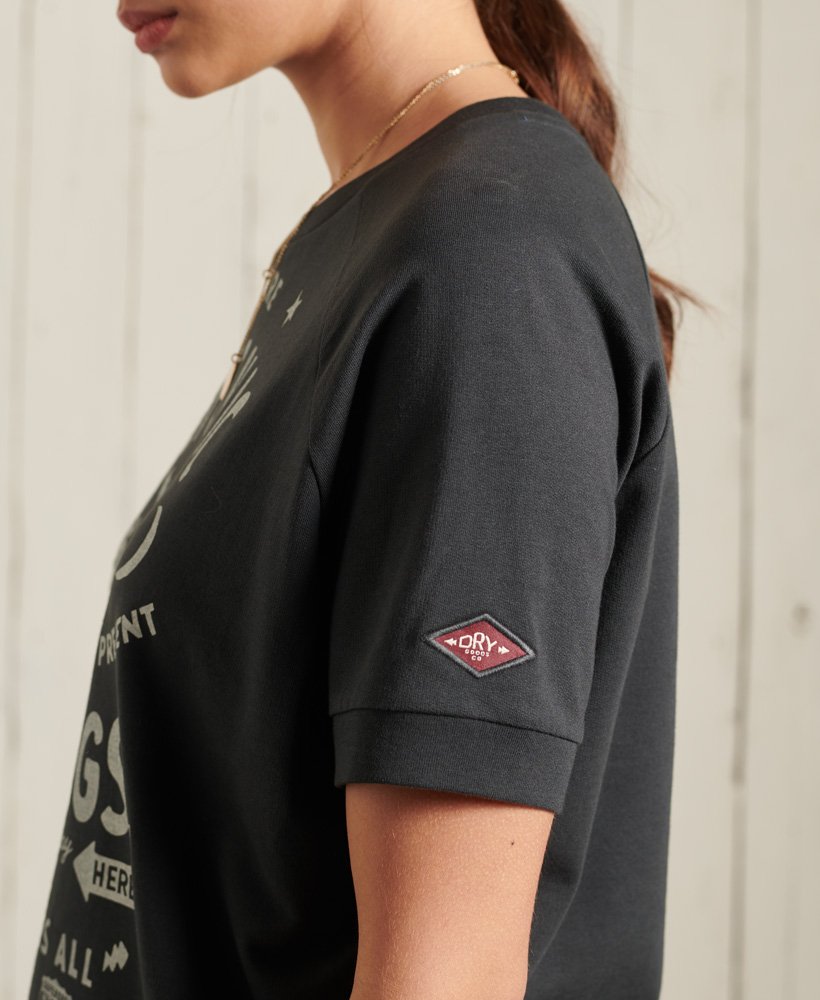 Superdry Women's Workwear Cropped Sweat Crew T-Shirt