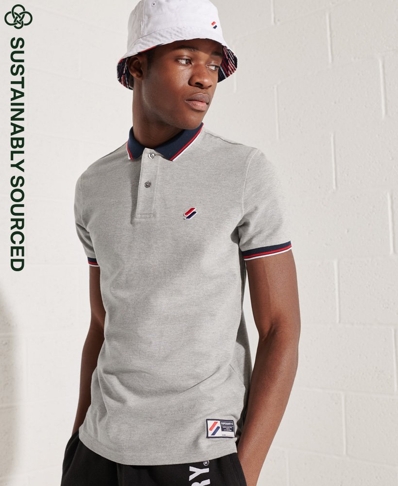 Men's Organic Cotton Sportstyle Twin Tipped Polo Shirt in Grey ...
