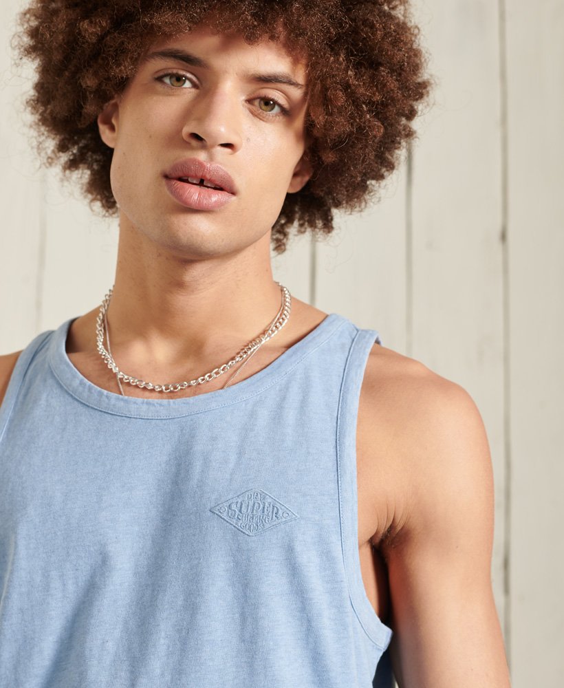Men’s - Organic Cotton LA Beach Tank Top in Cali Washed Blue | Superdry