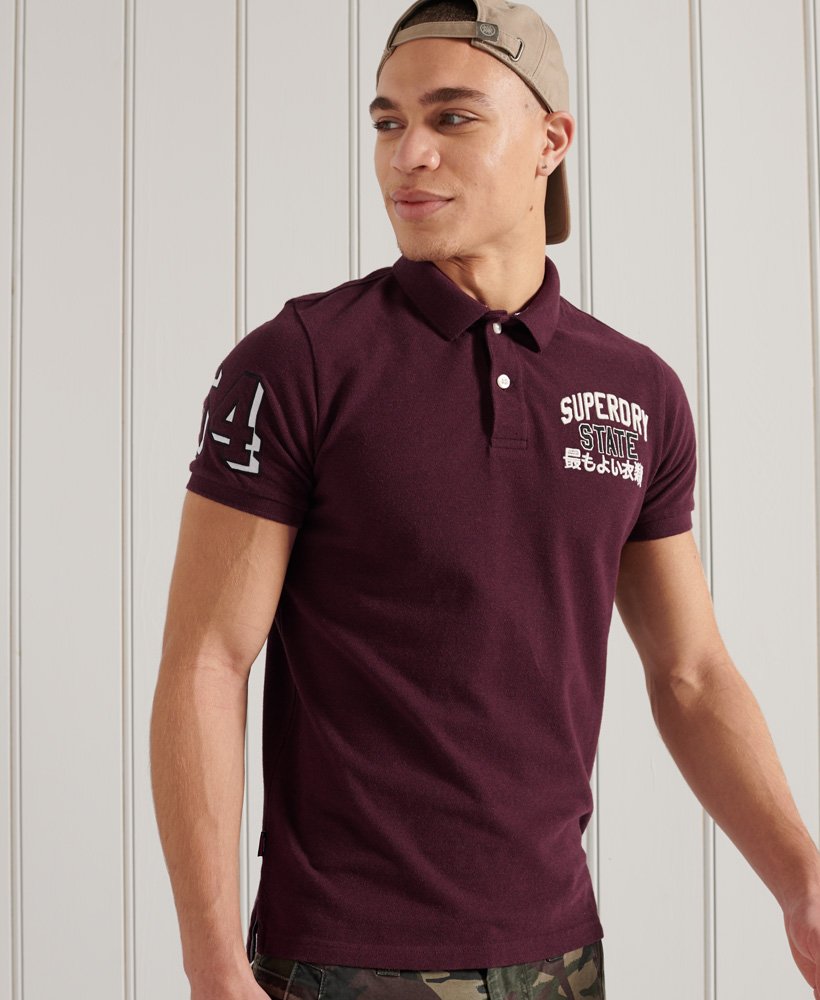 voor de hand liggend snijder Mail Men's Organic Cotton Applique Classic Fit Polo Shirt in Purple | Superdry US