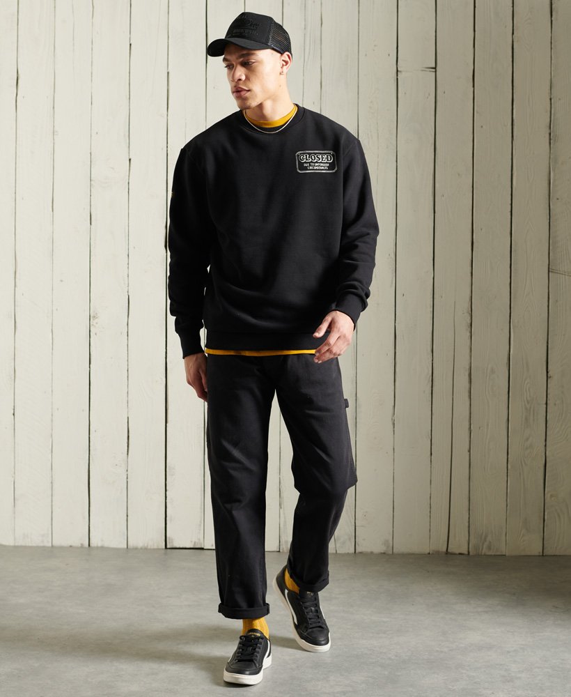 Mens Workwear Crew Sweatshirt in Black Superdry UK