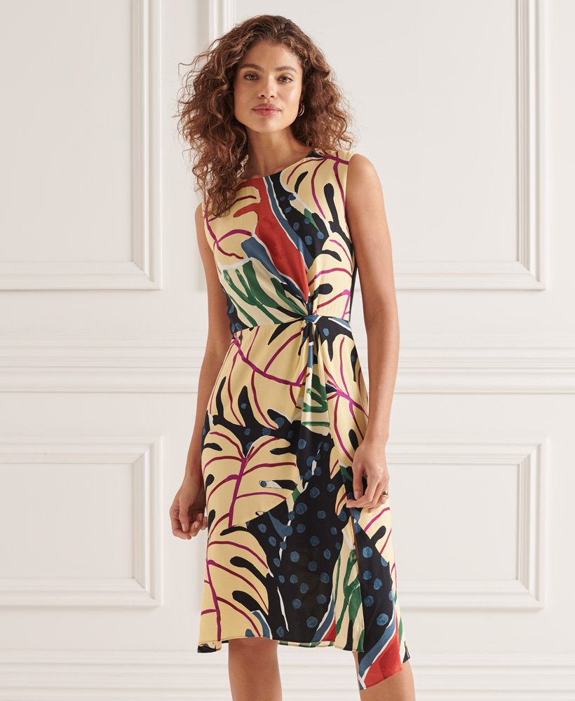 warehouse leaf tab sleeve dress