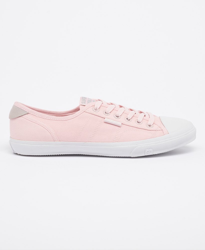 New Womens Superdry Pink Low Pro Sneaker Canvas Trainers Lace Up 