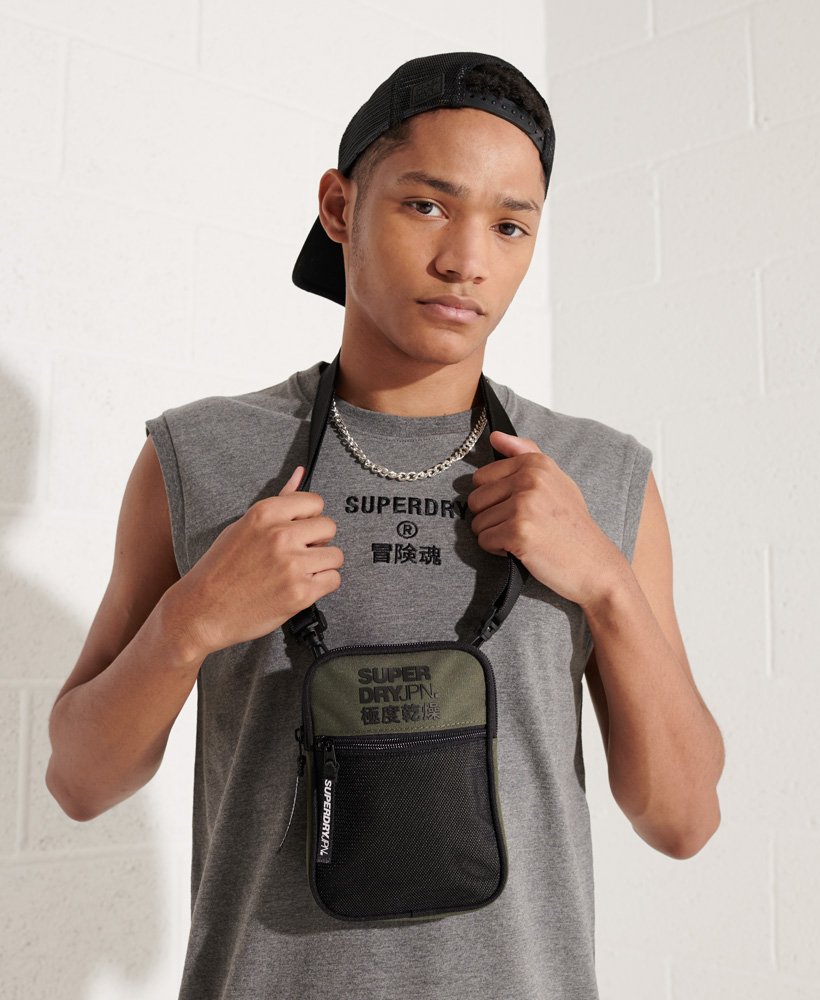 Mens - Sports Pouch Bag in Chive | Superdry