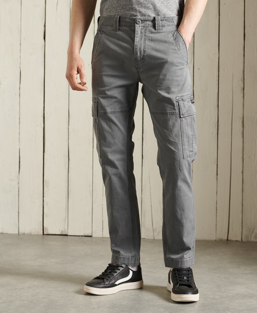 Men Iron Grey Solid Relaxed Fit Contrast Threads Cargo Trousers – MINTOBAY
