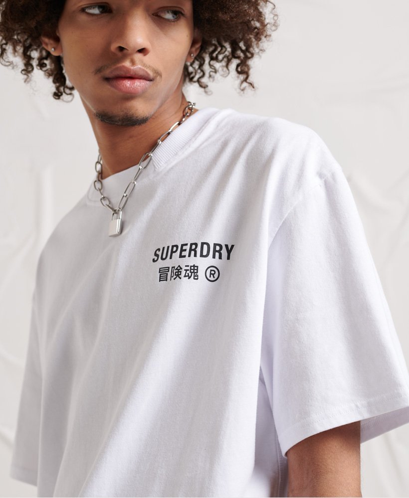 Mens - Unisex Energy Opposition Graphic T-shirt in Optic | Superdry UK