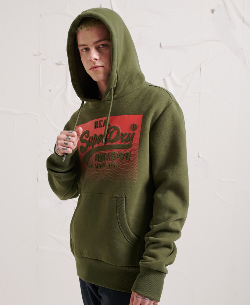 Felpa spazzolata con cappuccio con logo Vintage a mezzitoni in r da Uomo  Superdry
