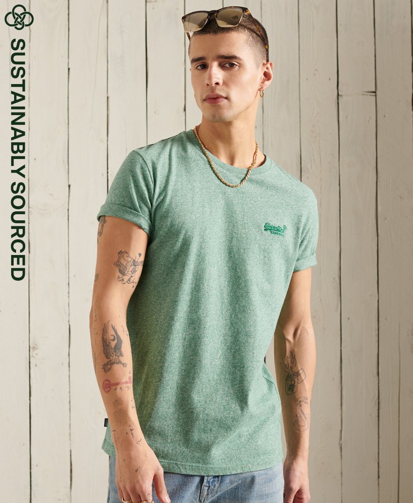 Herren - Vintage Logo aus | Bio-Baumwolle Grün Stickerei Leuchtend Superdry T-Shirt Gesprenkelt DE mit