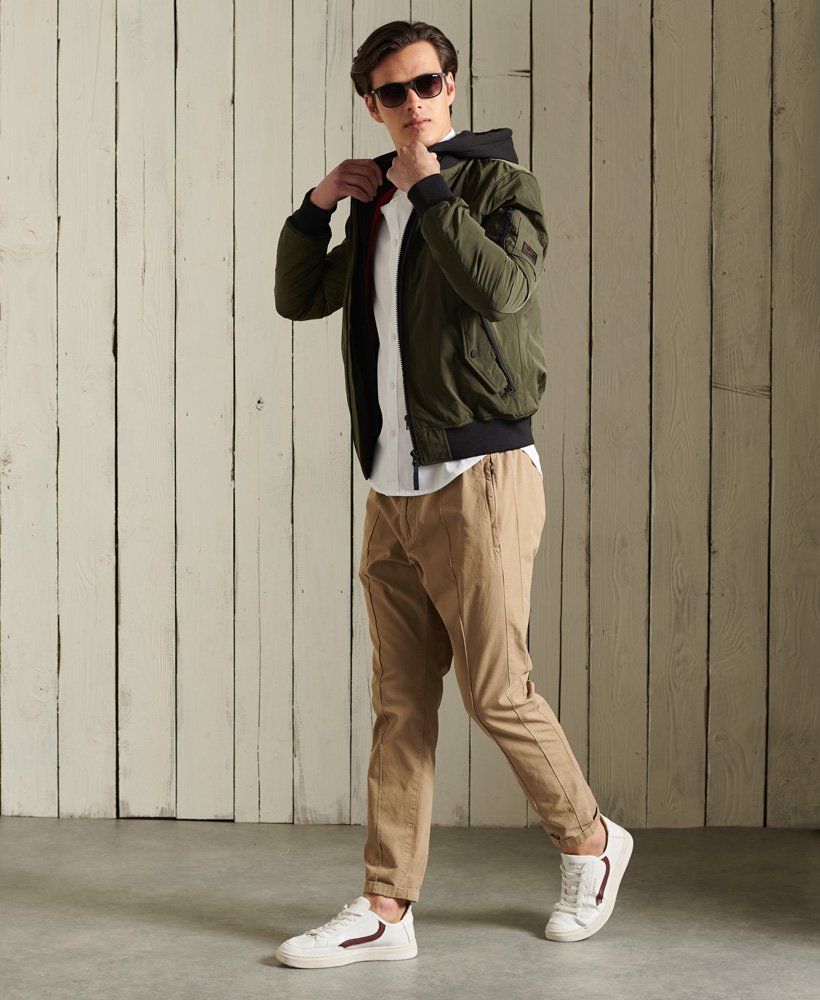 Mens Military Flight Bomber Jacket in Dark Khaki Superdry