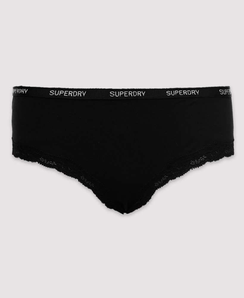 Superdry Organic Cotton Lace Trim Briefs 3 Pack - Women's Collections ...