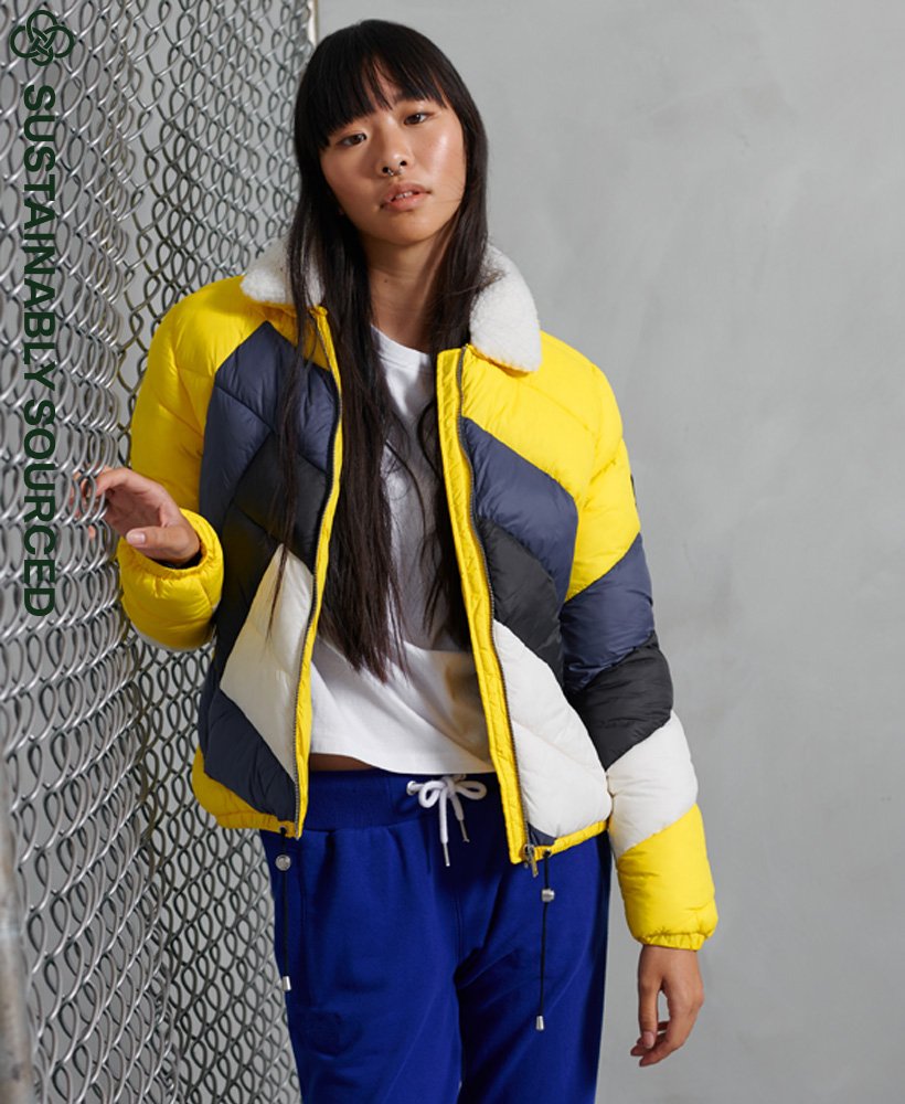 Womens - Splice Padded Jacket in Yellow Colourblock | Superdry