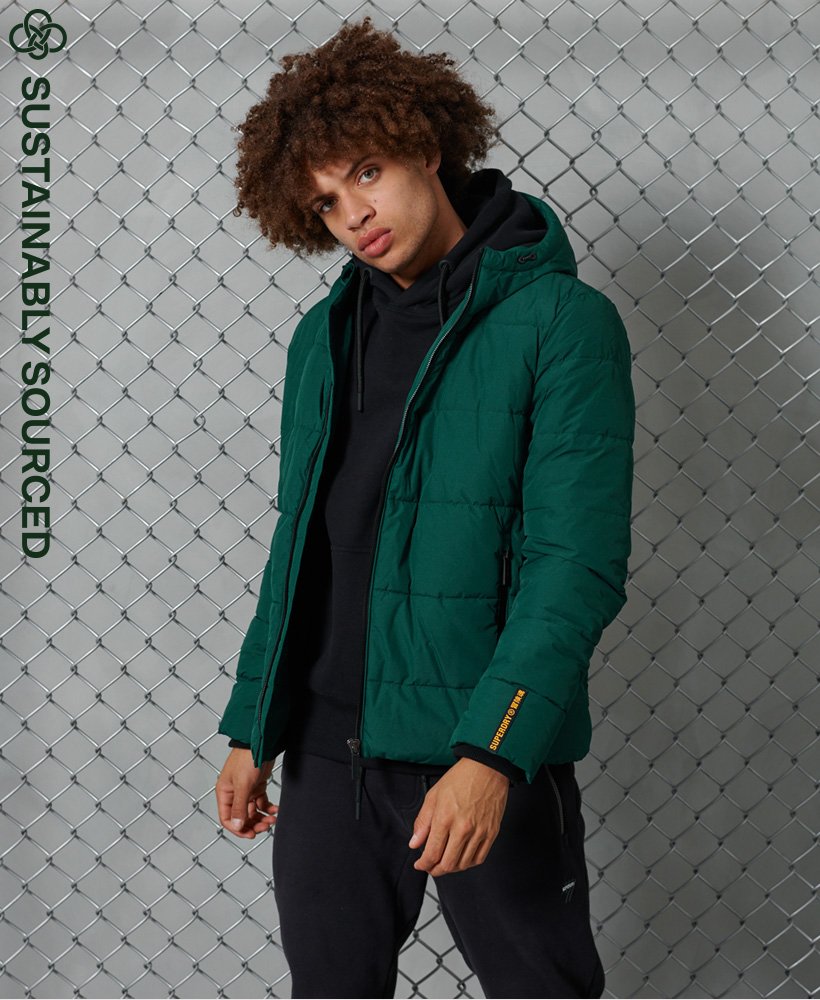 green puffa jacket