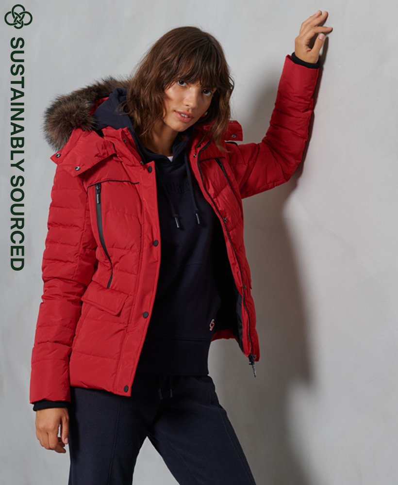 Womens - Glacier Padded Jacket in Rouge Red | Superdry UK