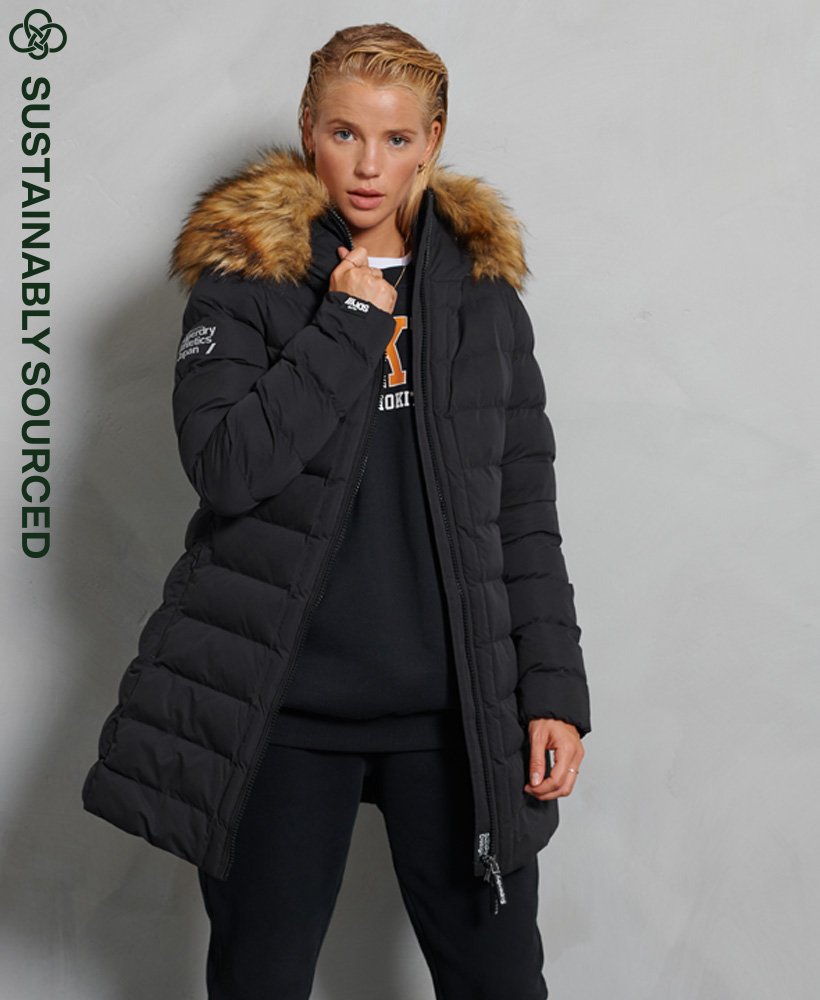 Womens Arctic Tall Puffer Coat in Black Superdry UK