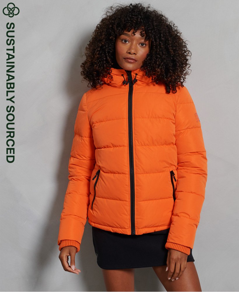 Womens - Akan Microfibre Padded Jacket in Flame Orange | Superdry