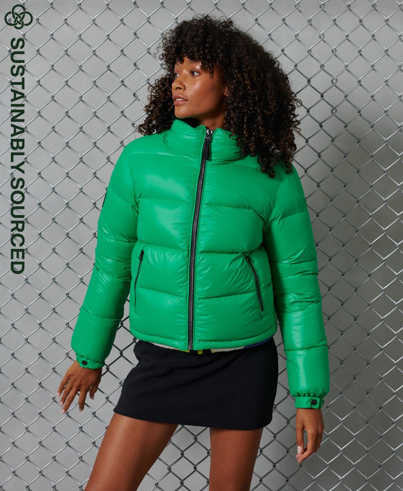 Womens - Luxe Alpine Down Padded Jacket in Bright Green | Superdry UK